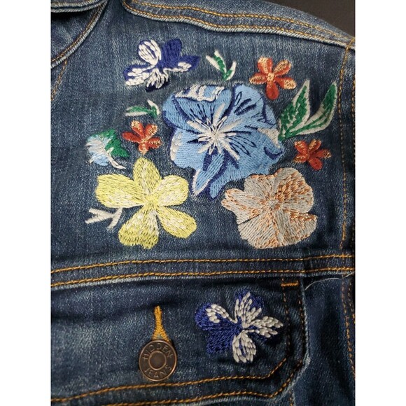 Hidden Jeans Jacket Embroidered Hummingbird Cropped Denim Large Boho - Anthro ✅ - Picture 5 of 9